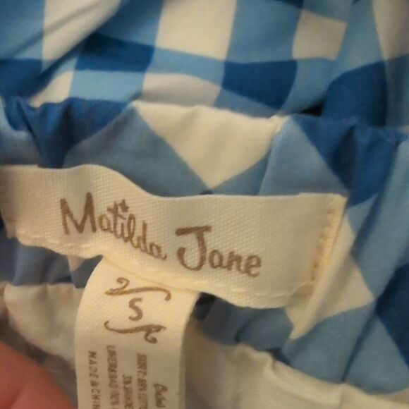 Matilda Jane Dutch Apple Skirt Large Blue Check Embroidered Strawberry Women's S - Picture 2 of 10